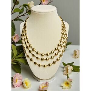 Avon 1990s Triple Strand Gold Tone Disc Necklace-Layered Vintage-Jewelry-Y2K